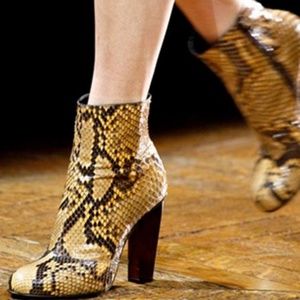Rare Dries Van Noten Python Leather Zip Ankle Boots - Size 37